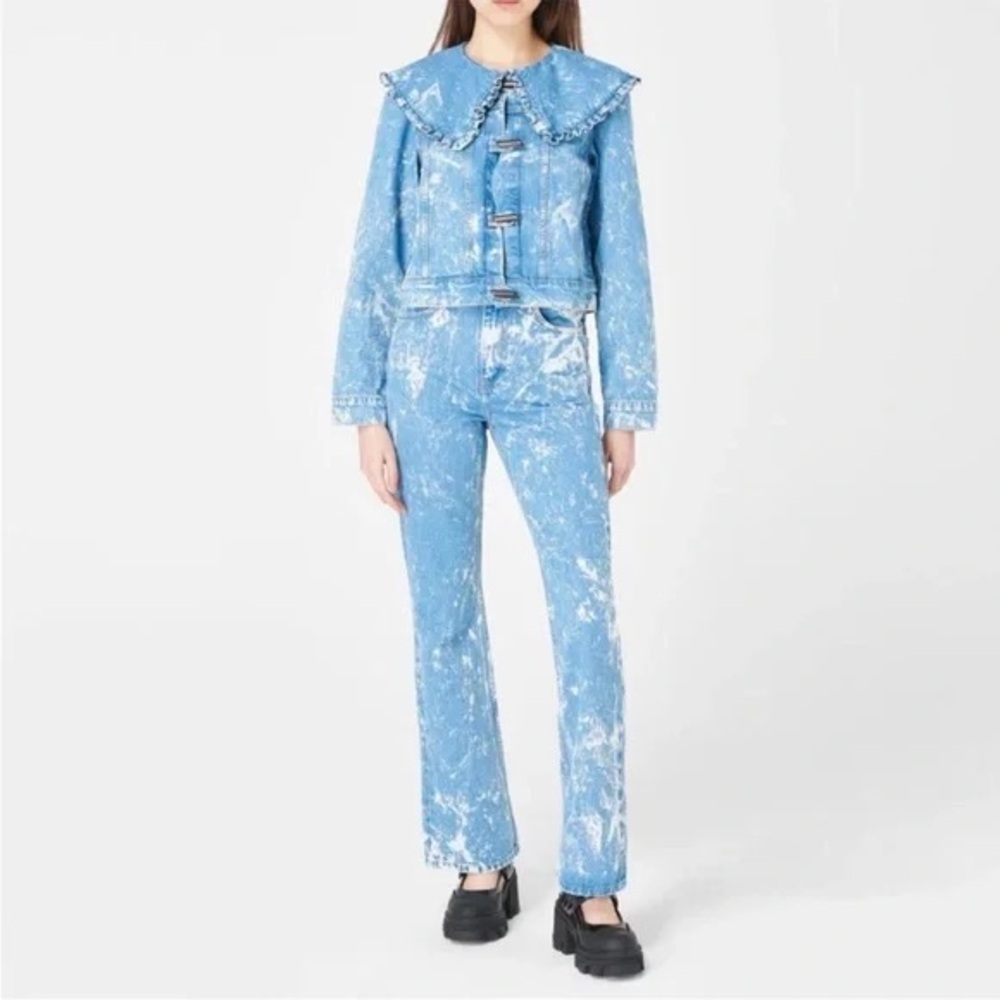 Ganni Blue Acid Wash Betzy Flare Jeans - Picture 14 of 16